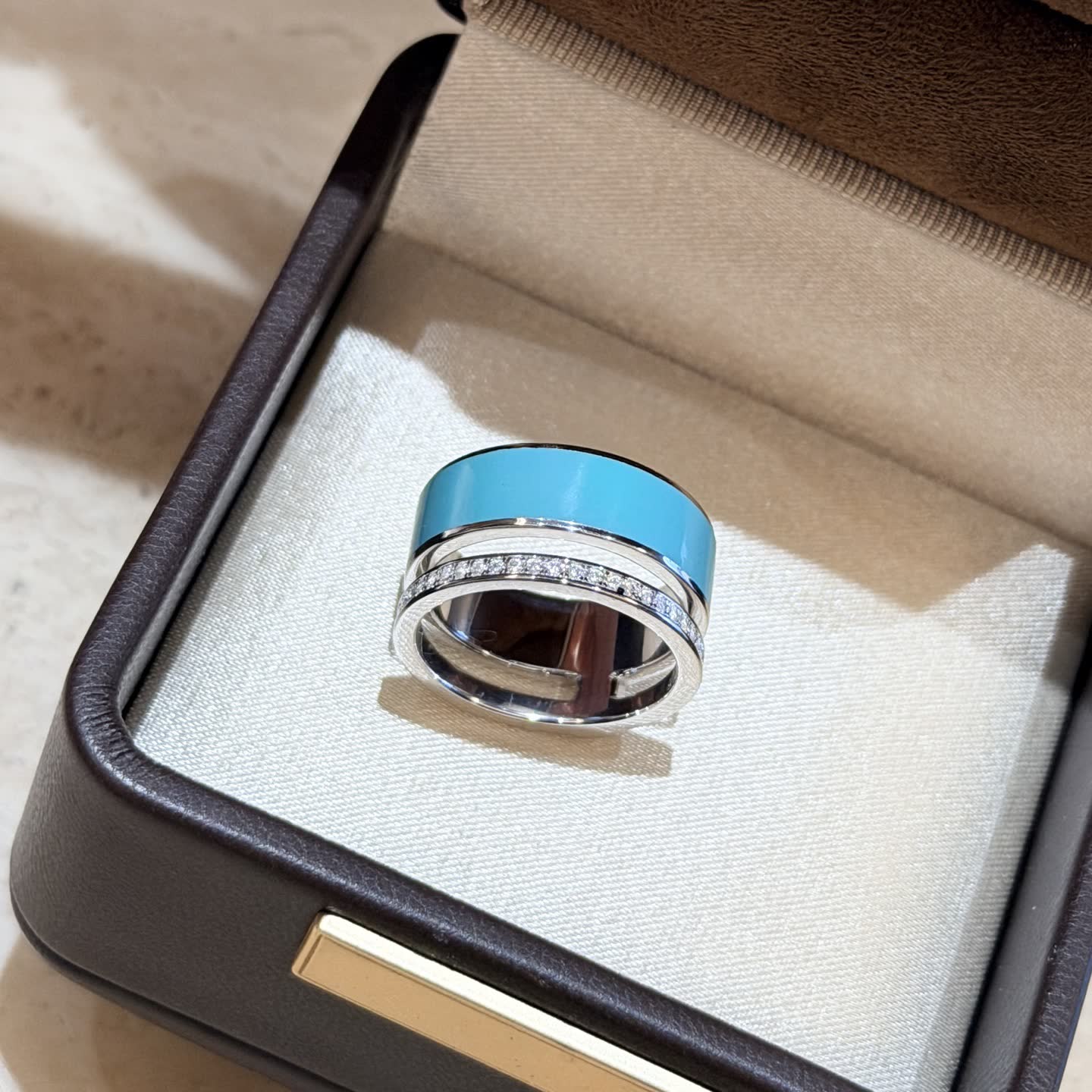 Tiffany & Co. Blue Enamel Ring with Diamonds